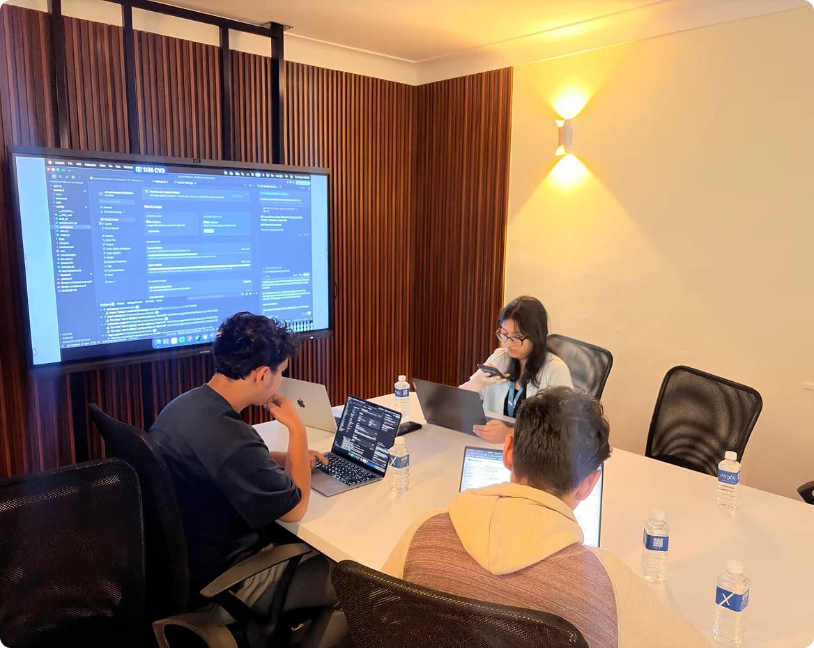 Team working in meeting room